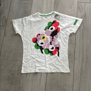 Kids White Floral Adidas T-Shirt